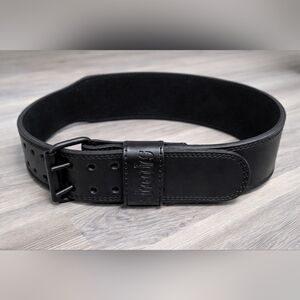 Aesthreadics Black Leather Weightlifting Belt | Gym Strength Training | New